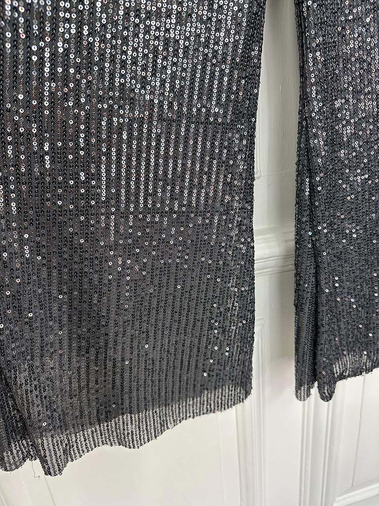 Sequin Palazzo Trousers - Pewter