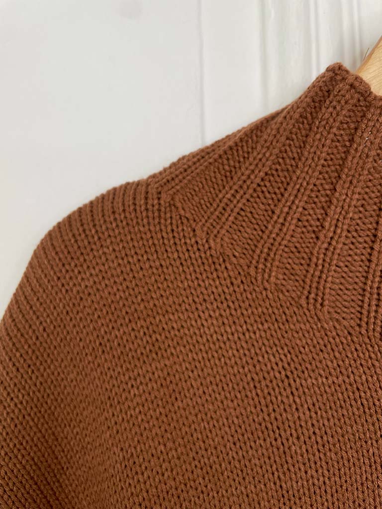 High Neck Tie Tank Knit - Chestnut