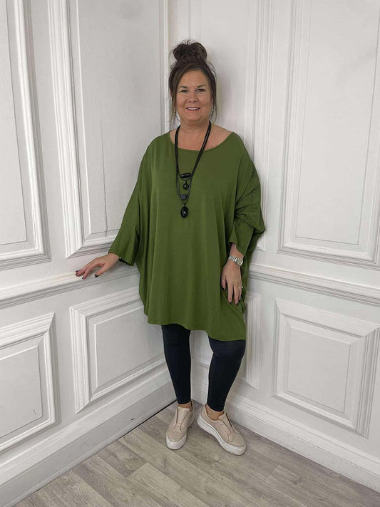 Oversized Jersey Tunic - Moss