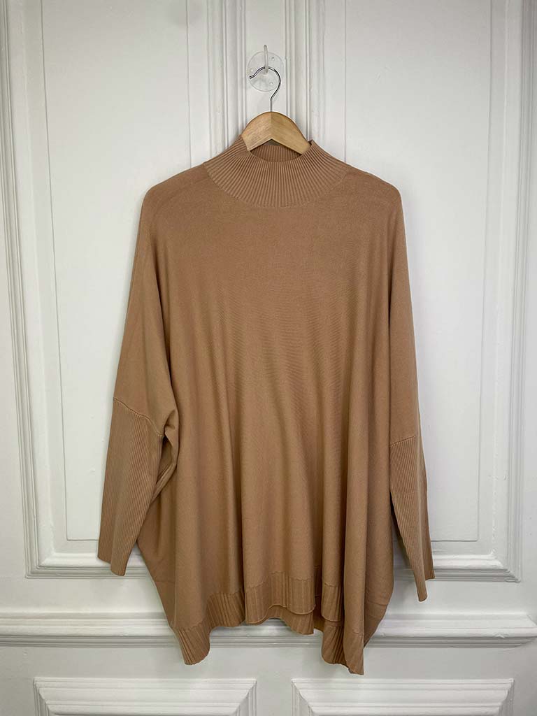 High Neck Oversized Knit - Caramel