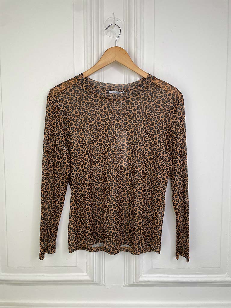 Luxe Print Mesh Layering Top - Tan Leopard