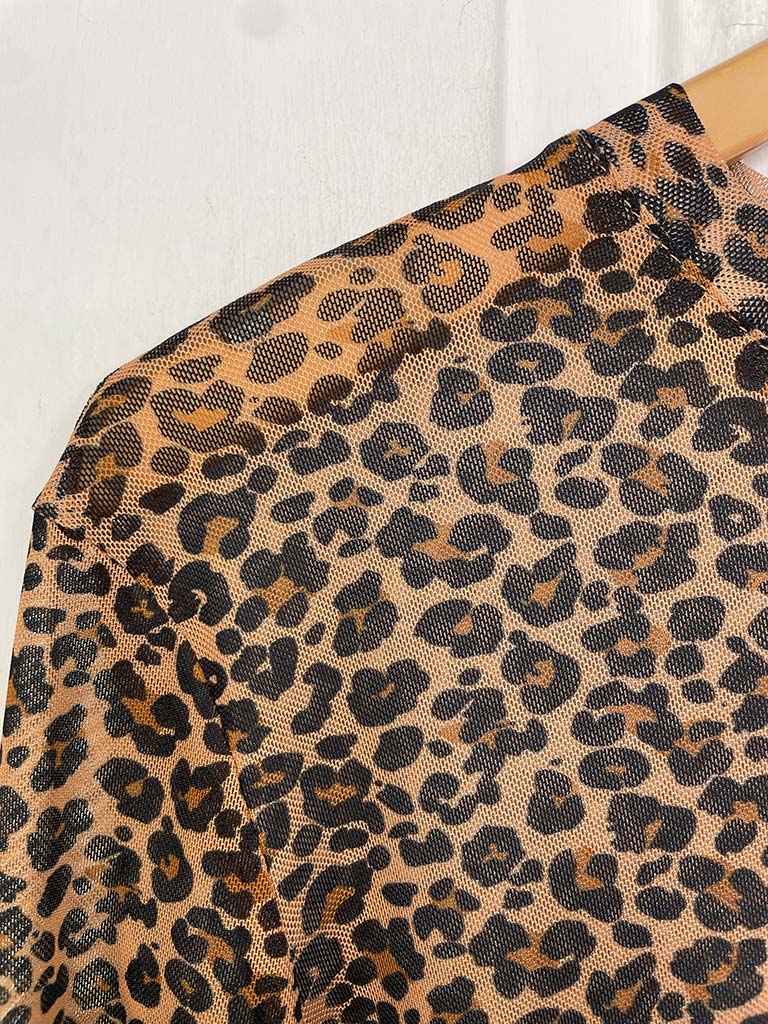 Luxe Print Mesh Layering Top - Tan Leopard