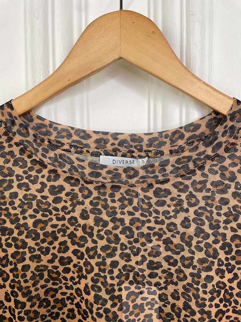 Luxe Print Mesh Layering Top - Tan Leopard