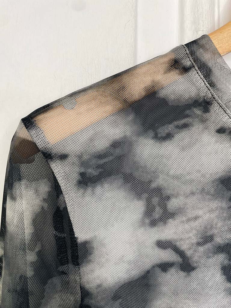 Luxe Print Mesh Layering Top - Slate Marble