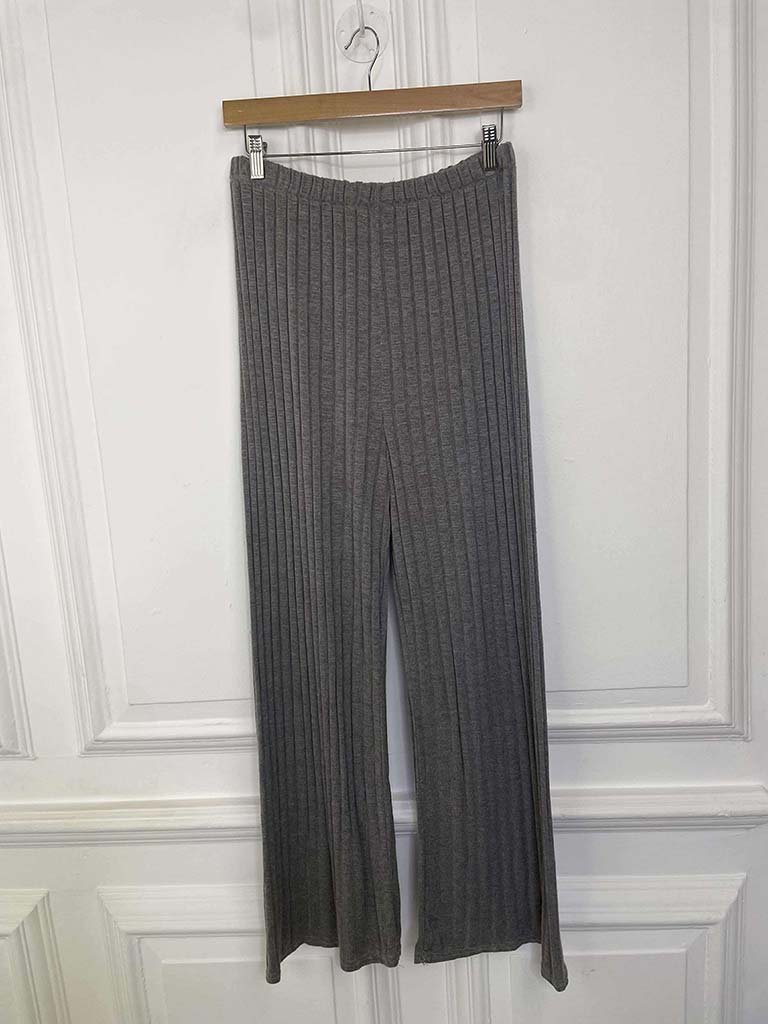 Striped Knitted Trousers - Grey