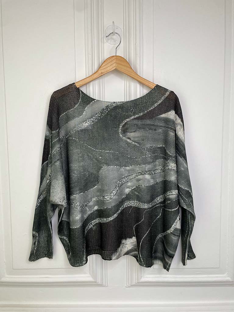 Print Batwing Knit - Khaki Marble