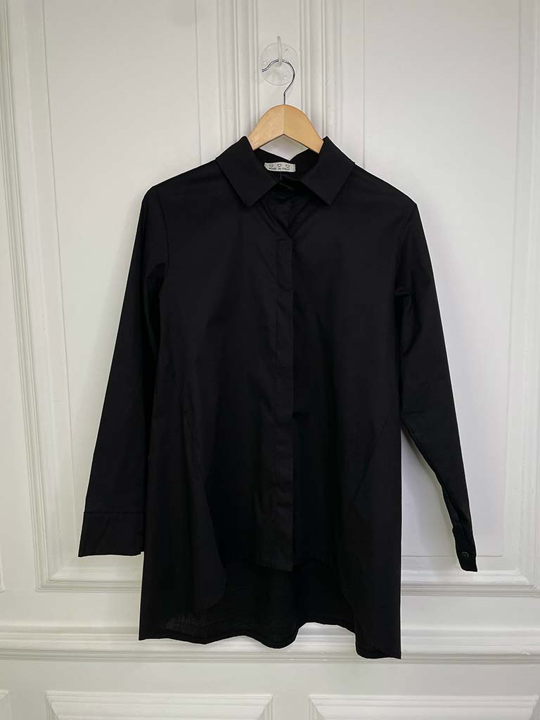 Dipped Back A-Line Shirt - Black