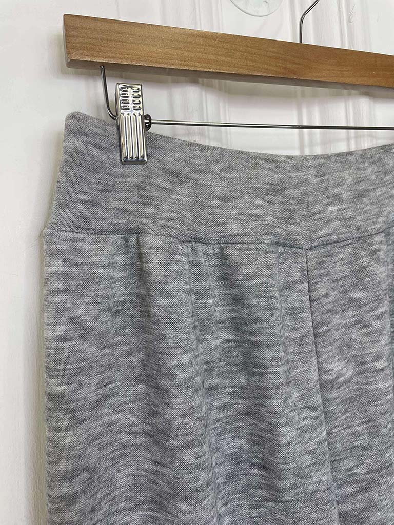 Knitted 7/8 Wide Leg Trousers - Grey Marl