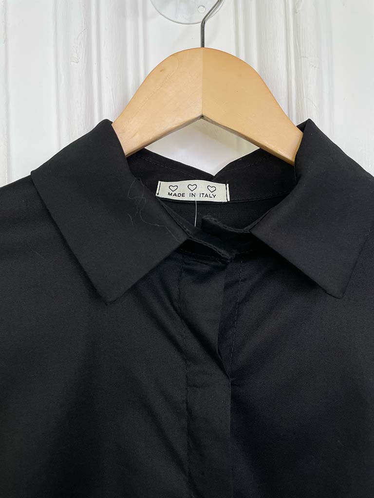 Dipped Back A-Line Shirt - Black