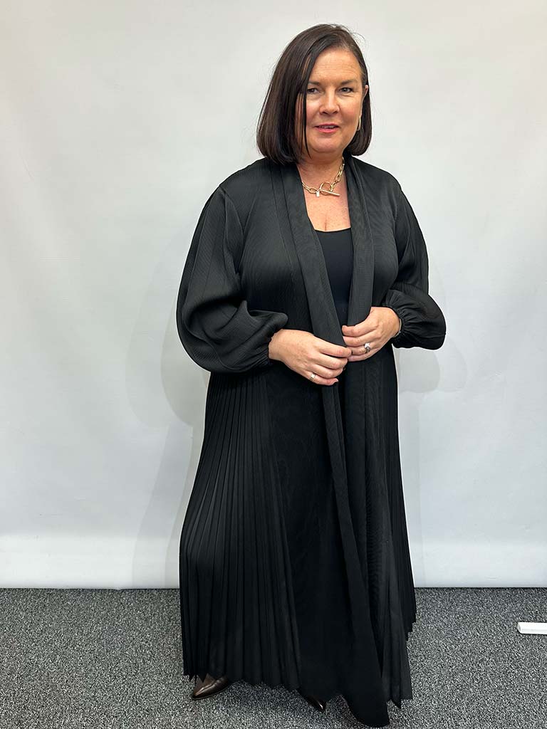 Malissa J Pleated Duster Jacket - Black