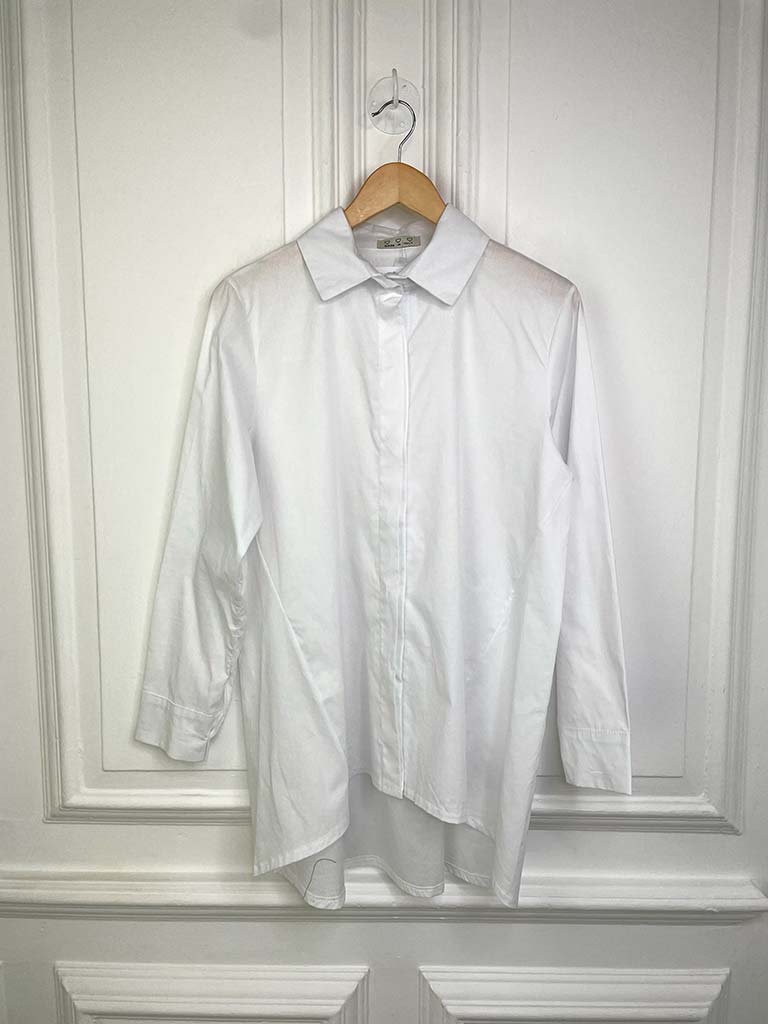 Dipped Back A-Line Shirt - White