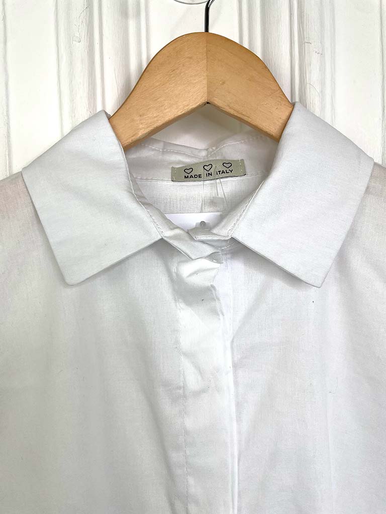 Dipped Back A-Line Shirt - White