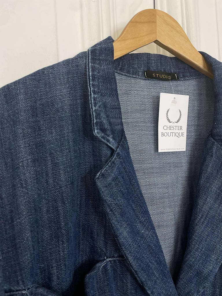 Longline Denim Blazer - Blue