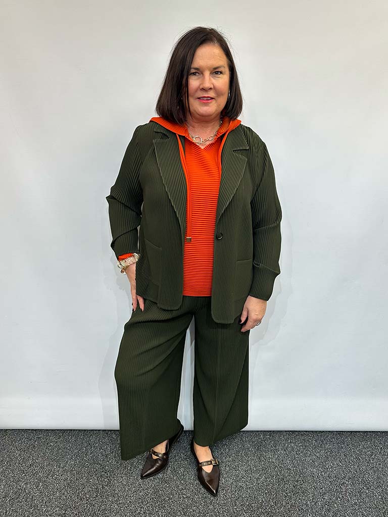 Malissa J Pleat Blazer - Khaki