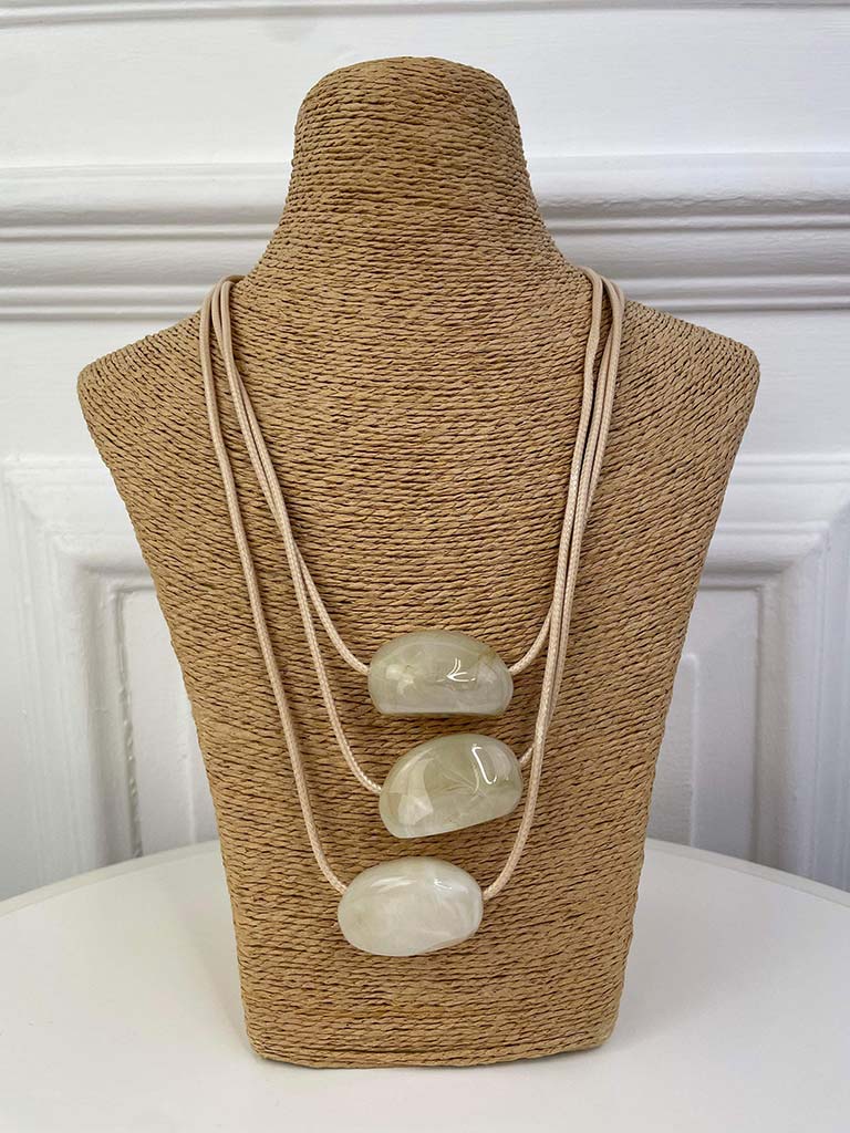 Envy Triple Stone Layered Necklace - Taupe