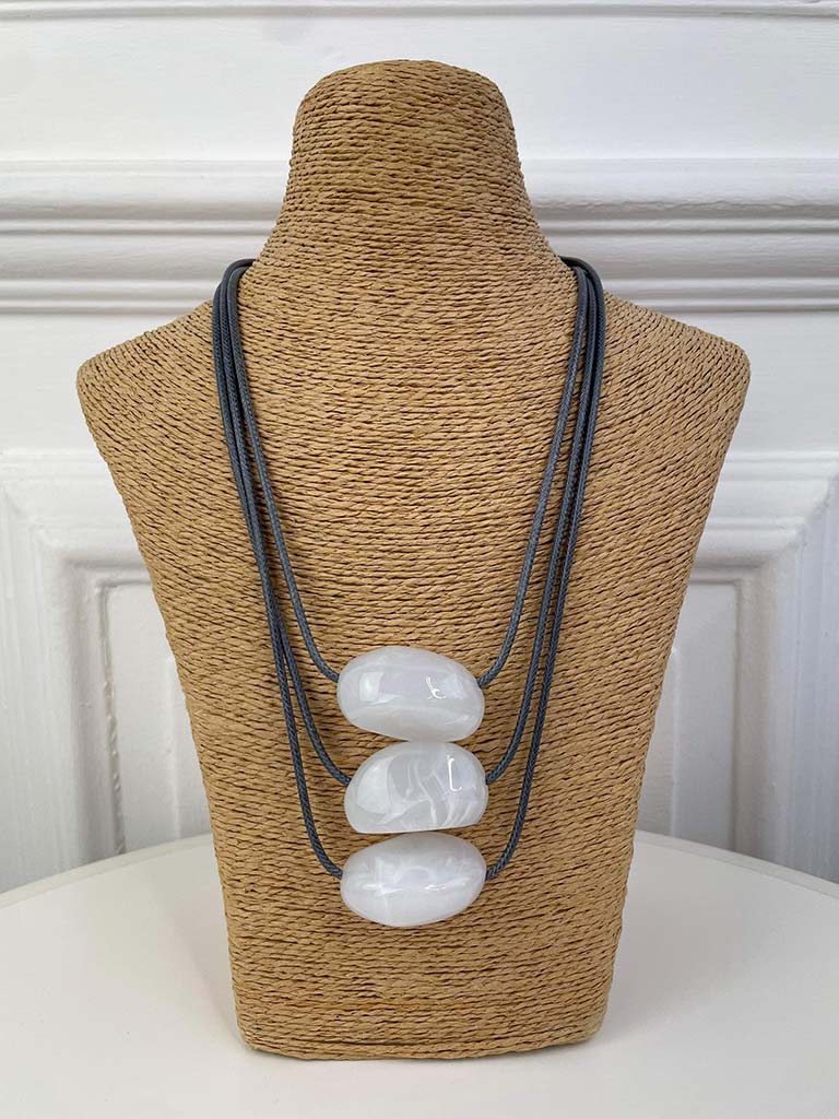 Envy Triple Stone Layered Necklace - White