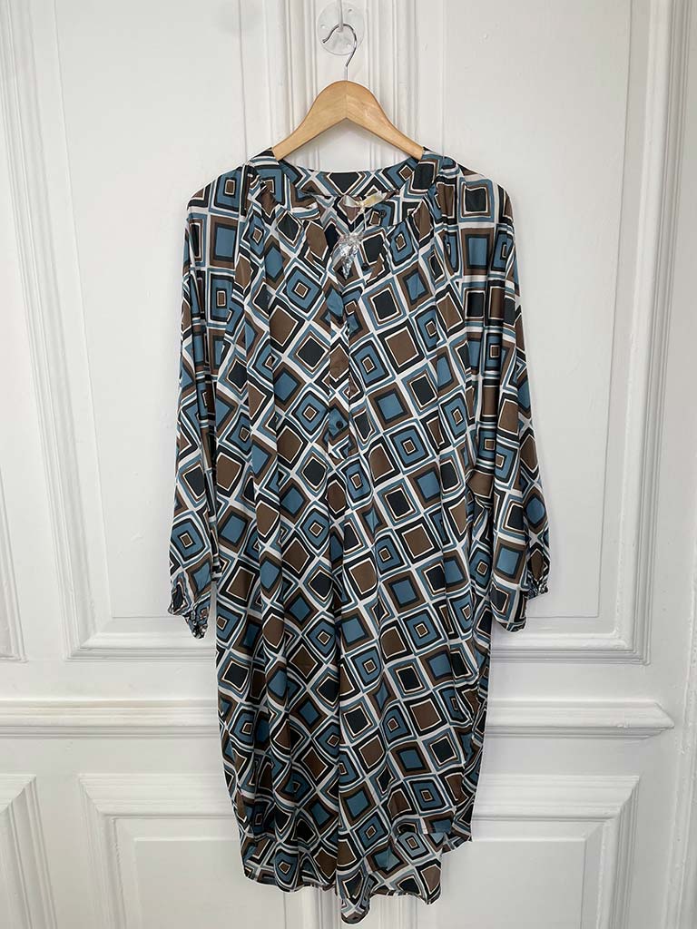 Malissa J Vintage Tunic Dress - Blue & Chocolate