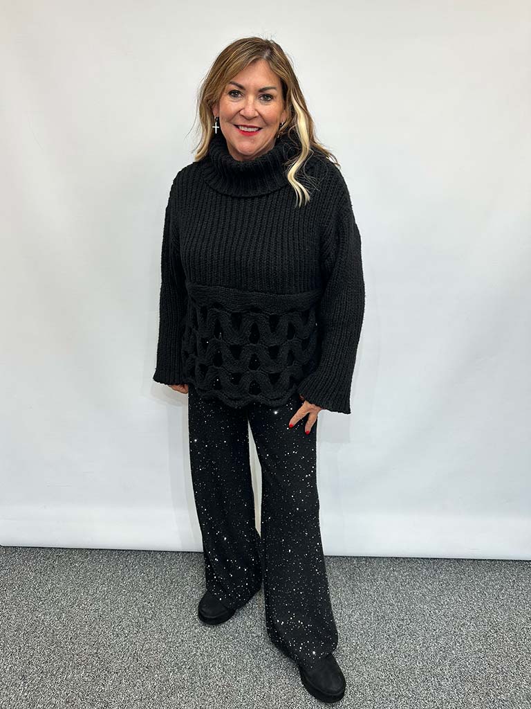 Malissa J Polo Loop Knit - Black