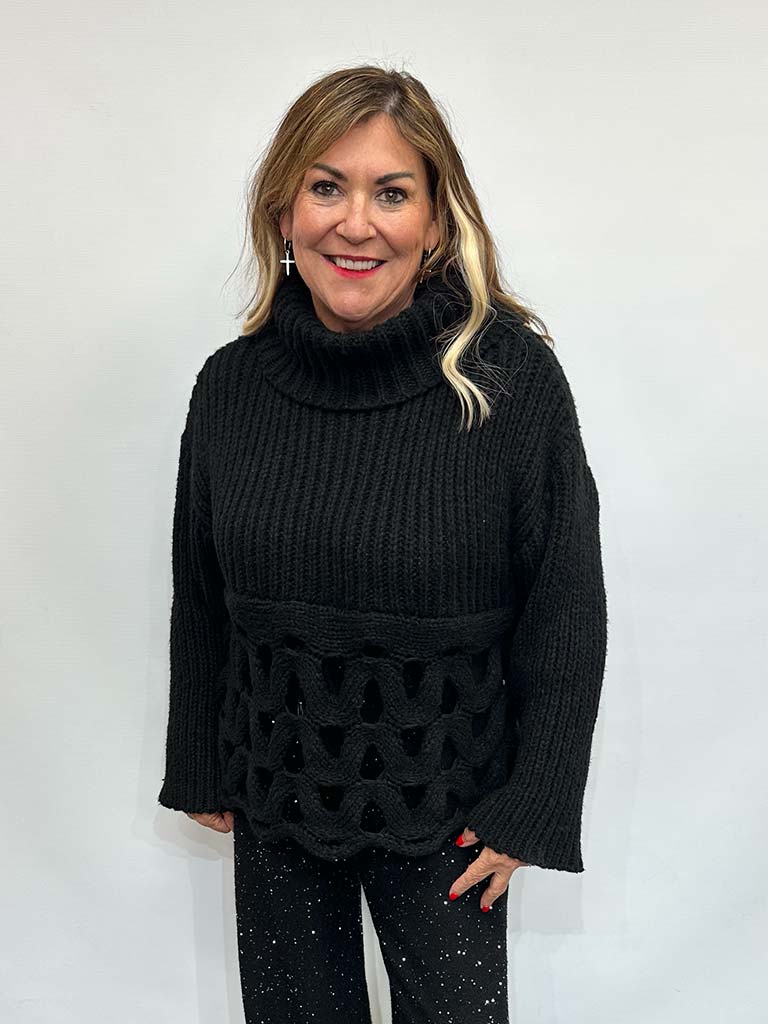 Malissa J Polo Loop Knit - Black