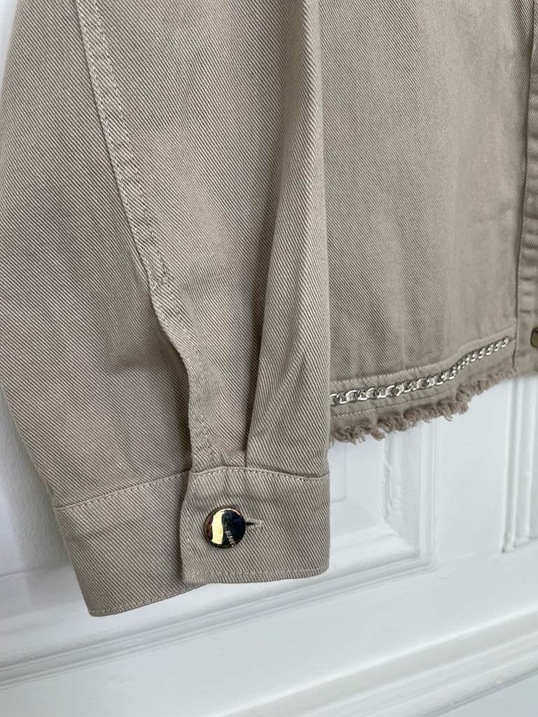 Chain Detail Denim Jacket - Latte