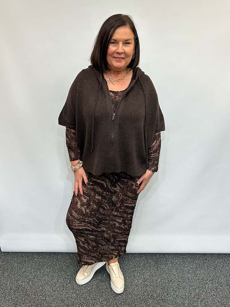 Malissa J Tie Dye Crinkle Dress - Brown