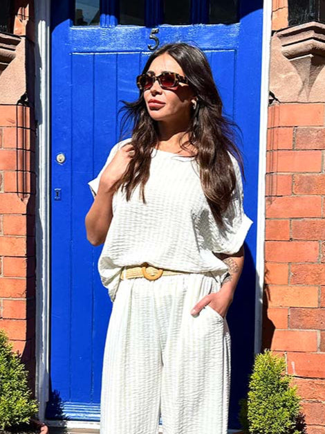Stripe Boxy Tee - Stone