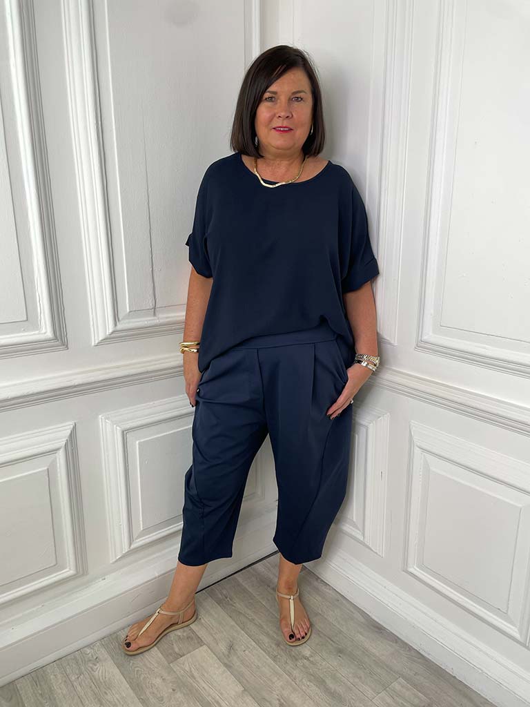 Oversized Basic Top - Navy
