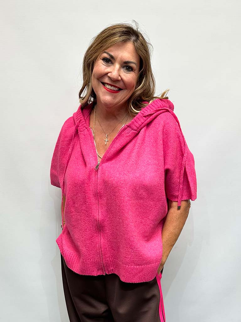 Malissa J Hooded Zipped Knit - Pink