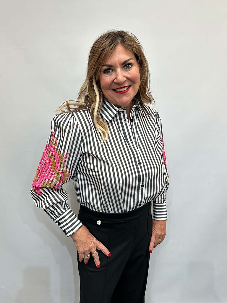 Malissa J Stripe Beaded Shirt