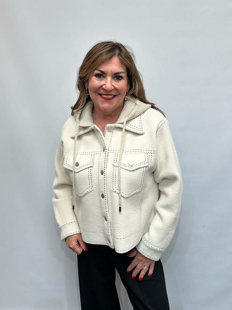 Malissa J Stitched Hoodie Jacket - Stone