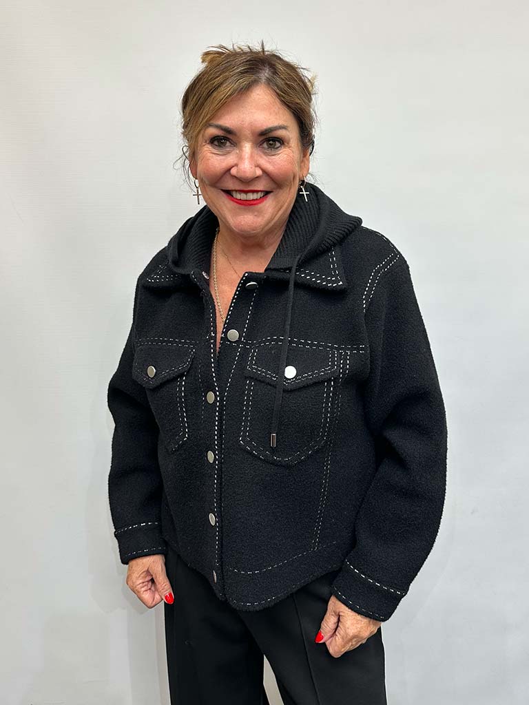 Malissa J Stitched Hoodie Jacket - Black