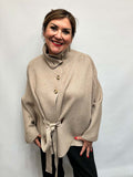 Malissa J Button Poncho - Stone