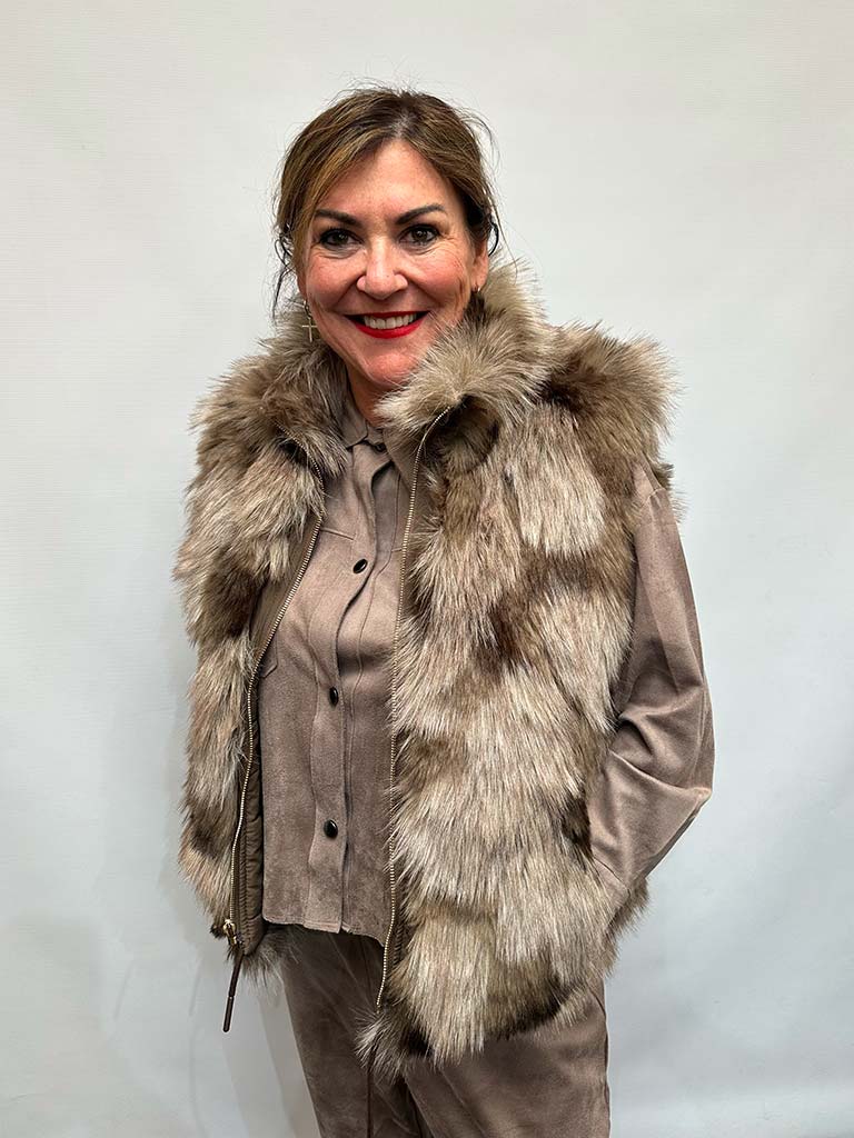 Malissa J Reversible Faux Fur Gilet - Brown