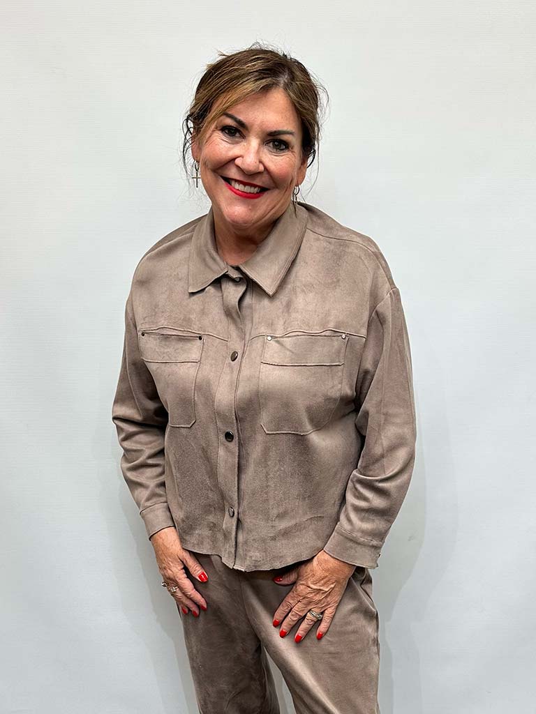 Malissa J Faux Suede Jacket - Mushroom