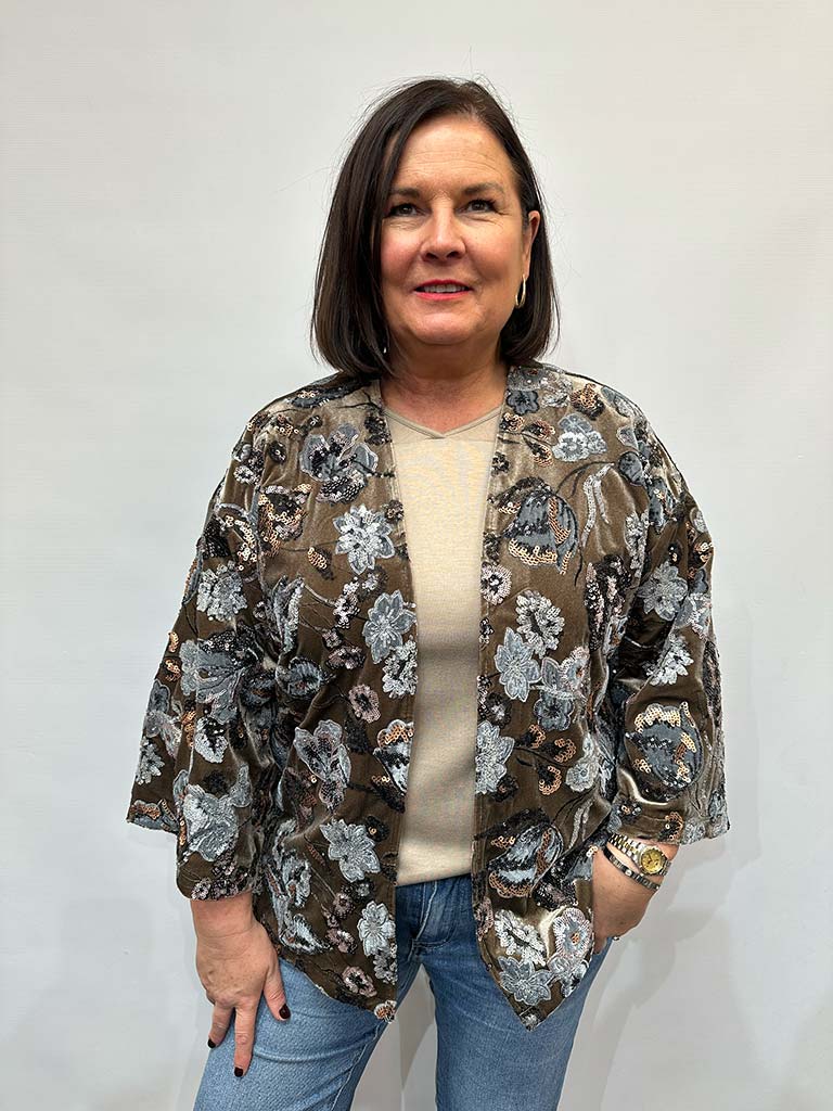 Malissa J Vintage Sequin Jacket - Latte