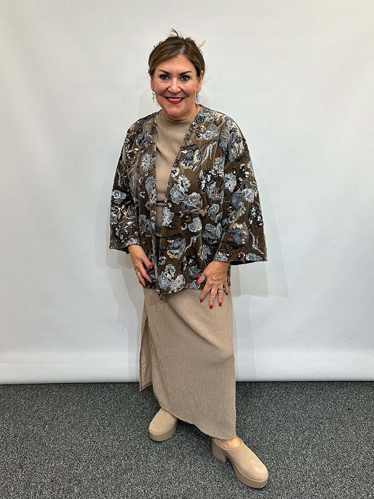 Malissa J Vintage Sequin Jacket - Latte