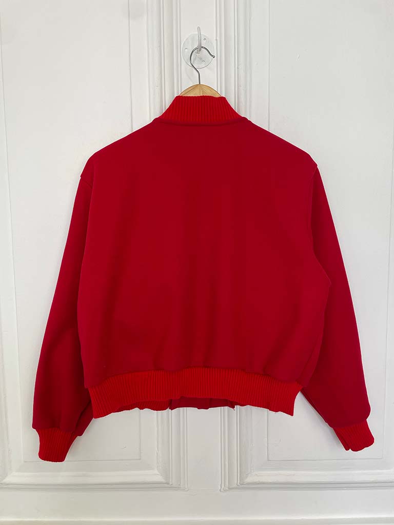 Wool Feel Bomber Jacket - Red