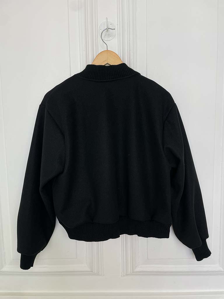 Wool Feel Bomber Jacket - Black