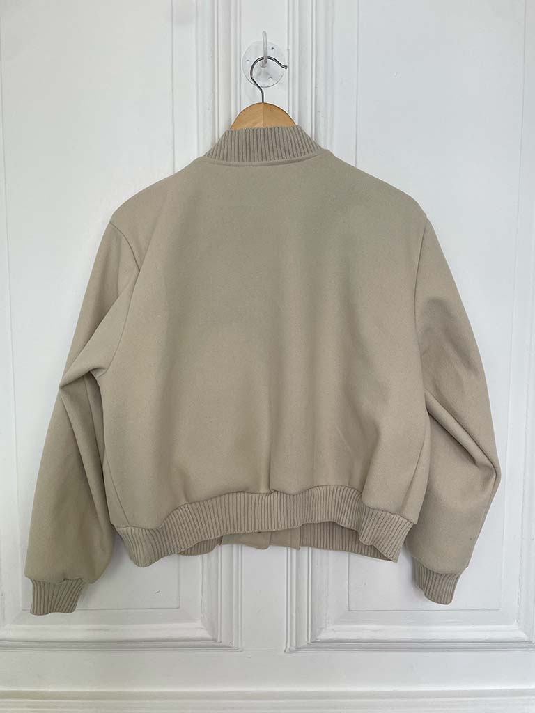 Wool Feel Bomber Jacket - Stone