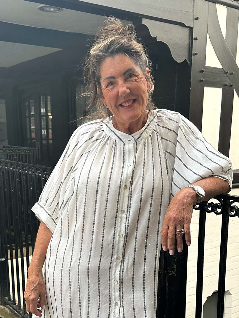 Studded Stripe Tunic - White