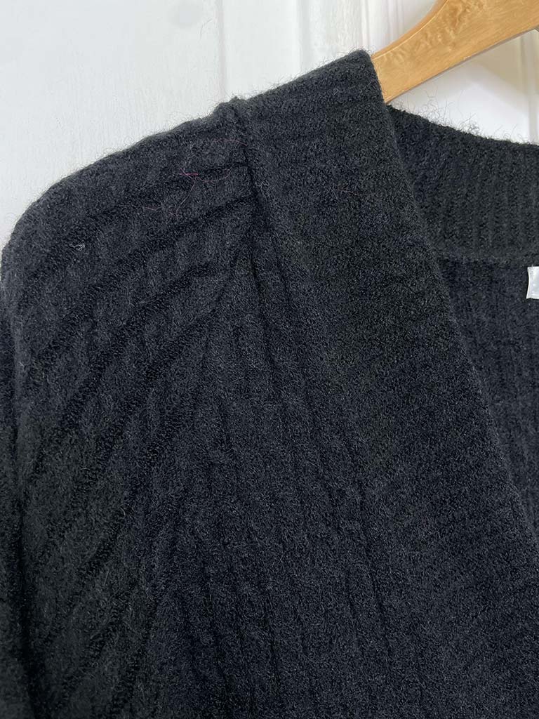 Micro Cable Knit Cardigan - Black