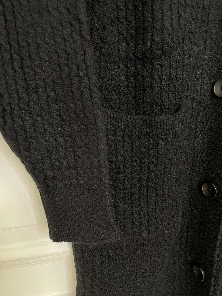 Micro Cable Knit Cardigan - Black