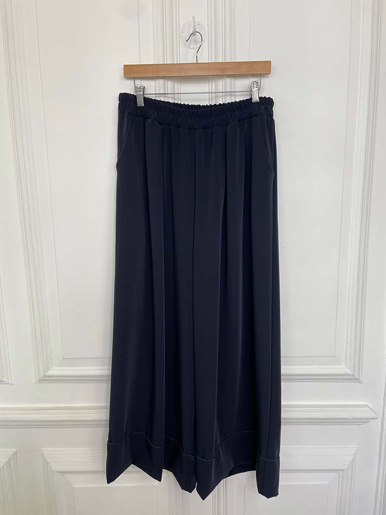 I.D Turn Up Wide Leg Trouser - Navy