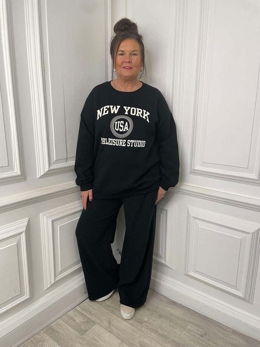 New York Slouchy Sweatshirt - Black