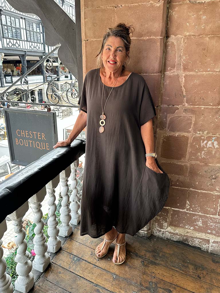 Cotton Cocoon Dress - Chocolate