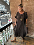 Cotton Cocoon Dress - Chocolate