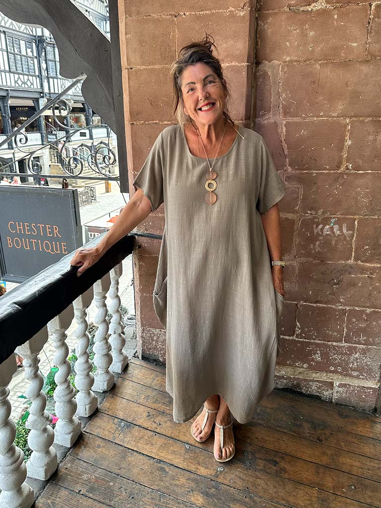 Cotton Cocoon Dress - Mocha