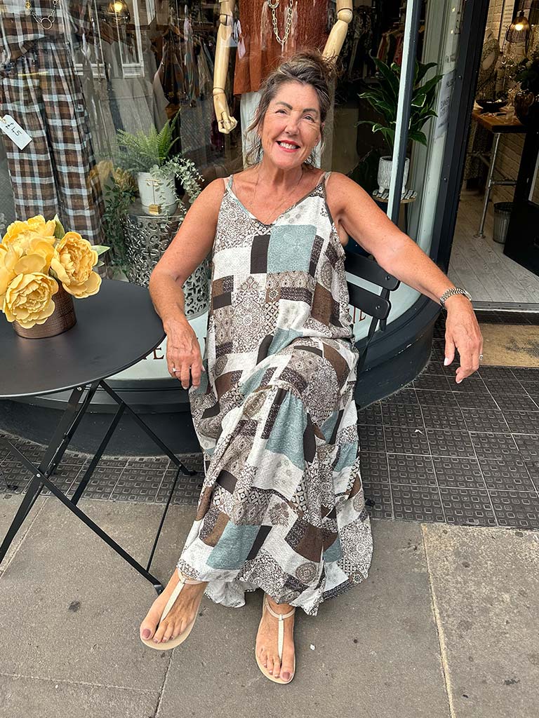 Tile Print Maxi Dress