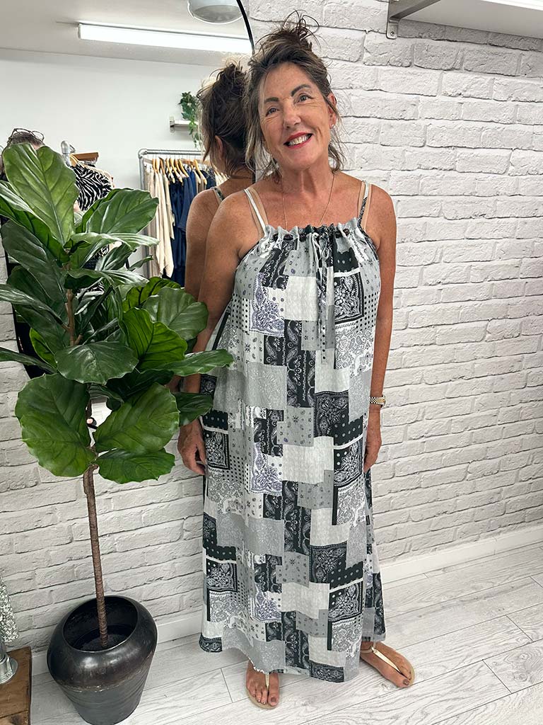 Patchwork Paisley Dress - Dove