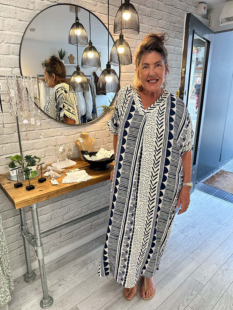 Nomad Print Midi Dress - Navy